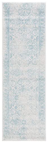 SAFAVIEH Adirondack Collection Accent Rug - 2'6" x 4', Ivory & Light Blue, Distressed Vintage Floral Design, Non-Shedding & Easy to Clean, Ideal for Front Door, Kitchen, Entryway, Foyer (ADR109L) - color: Ivory/Light Blue, size: 2'6" x 4' (Rectangular)