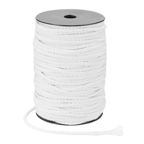 MECCANIXITY Macrame Cord 5mm x 295 ft Handmade Natural Cotton Rope, 8 Strand Twisted Braided Rope Cord for Plant Hanger Wall Hanging Dream Catcher Crafts Home Decoration, Light White - color: Light White