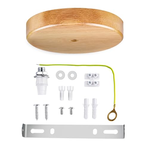 Arturesthome 5.9" Wood Ceiling Plate Canopy Kit with Hardware,Handmade Natural Wooden Canopies for Pendant Light or Hanging Light DIY - color: Wood, size: 5.9 Inch