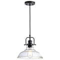 Zlepmlla Glass Pendant Light，Black Pendant Light Fixtures with Seeded Glass Shade, Adjustable Height Hanging Lights for Hallway, Kitchen Island, Dinning Room（Bulb not Included） - color: Black