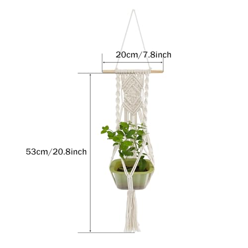 Boho Macrame Plant Hangers Set of 2 - Hanging Planter with Patterns, Handmade Cotton Rope Hanging Baskets for Indoor Outdoor Plants, Bohemian Home Wall Decor Art - color: A White