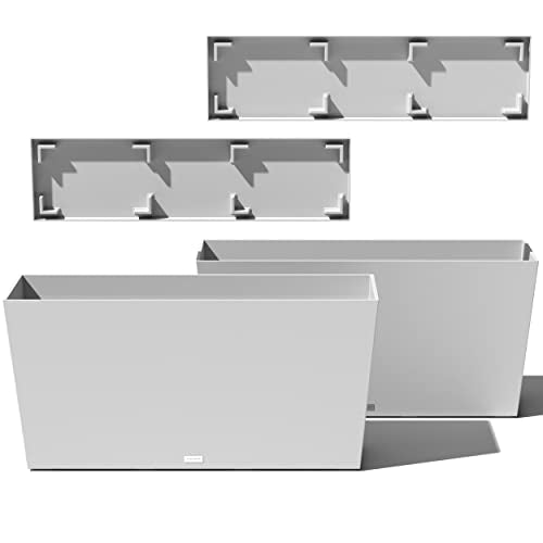 Veradek Midori Long Trough Planter (White, 39 inch - 2 Pack with 2 Saucer Trays) - color: White, size: 39 inch - 2 pack with saucers