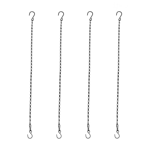 Chain for Hanging Plants,25 Inch Black Hanging Chain Basket Kits with Hooks for Bird Feeder Plant Extender Porch Wind Chime (Black, 25 Inch-4PCS) - color: Black, size: 25 Inch-4PCS