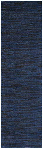 Nourison Home Nourison Essentials Midnight Blue 2'2" x 10' Area Rug - Easy Clean, Non Shedding, Bed Room, Living Room, Dining Room, Kitchen (10' Runner) - color: Midnight Blue, size: 2'2" x 10' (Runner)