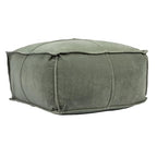 Creative Co-Op Square Cotton Velvet Pouf with Piped Detail, Sage Green - color: Wing Teal