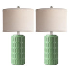 PARTPHONER 23" Farmhouse Modern Ceramic Table Lamp Set of 2 - Sage Green Bedside Lamps for Bedroom & Living Room, Nightstand, Desk, End Table - color: Sage Green