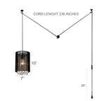LaLuLa Mini Crystals Plug in Pendant Light,1-Light Hanging Lamps for Living Room Plug in,Bedrooms,Girls Room,Vanity,Playhouse,Closet - color: Black, size: 7"