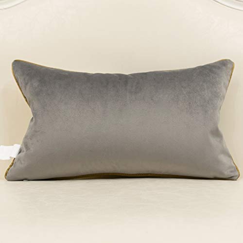 Avigers 12 x 20 Inches Gray White Gold Leather Striped Patchwork Velvet Cushion Case Luxury Modern Throw Pillow Cover Decorative Pillow for Couch Living Room Bedroom Car - color: Gray, size: 20" x 12" (Pack of 1)