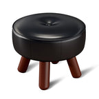 oakvivo 13in Small Foot Stool Ottoman, Round Faux Leather Foot Rest, Footstool Ottomans with Rubber Legs Under Desk, Footrest for Couch, Living Room, Bedroom, Office, 13''L x 13''W x 10.2''H, Black - color: Black