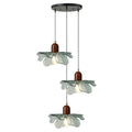 3 Light Dark Green Glass Pendant Light Mid Century Modern Chandelier Adjustable Hanging Ceiling Light Fixture E26 Base for Kitchen Island Dining Room Bedroom Living Room Cafe Restaurant - color: Dark Green, 3 Light