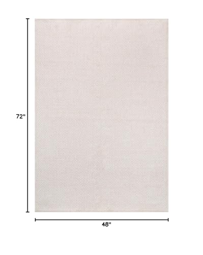 CAMILSON Easy Jute Rug 4x6, Indoor Outdoor Off-White Farmhouse Area Rugs for Living Room Patio and Kitchen Rug, Solid Woven Design, Easy-Cleaning, Washable Outside Carpet Alfombras (4 x 6) - color: Basketweave/Bone, size: 4' x 6' (Rectangular)