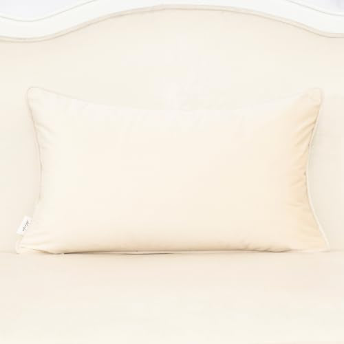 Alerfa Beige Floral Throw Pillow Cover 12 x 20 Inch Cut Velvet Rectange Luxury Decorative Lumbar Pillow Cover for Couch Living Room Bedroom - color: Beige, size: 20" x 12" (Pack of 1)
