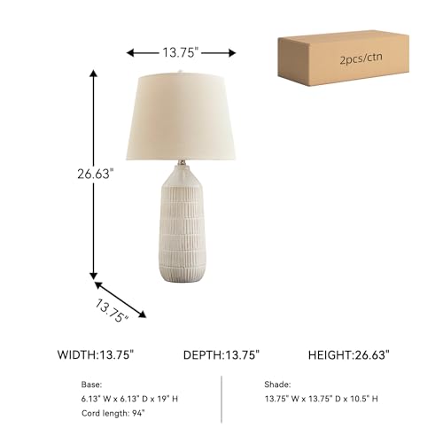 Signature Design by Ashley Willport Modern 26.5" Ceramic Table Lamp, Set of 2, Beige