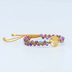 Women Boho Wrap Bracelet,Handmade Natural Stone Crystal Emperor Beads Heart Bracelet, Fashion Bohemian Jewelry Gift for Women - color: Purple Emperor #2