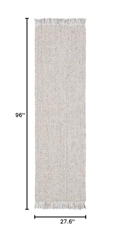 SAFAVIEH Natural Fiber Collection Runner Rug - 2'3" x 8', Silver & Natural, Handmade Woven Fringe Jute, Ideal for High Traffic Areas in Living Room, Bedroom (NF826G) - color: Silver/Natural, size: 2'3" x 8' (Runner)