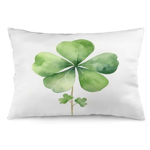 Couch Pillow Cases Watercolor Green Lucky Clover Pillow Covers Clover Lucky Decorative Lumbar Cushion Cases Double-Sided Printing Design Hotel Cafe Car Sofa 16 "x24 - color: Pattern-1, size: 24" x 16" (Pack of 1)
