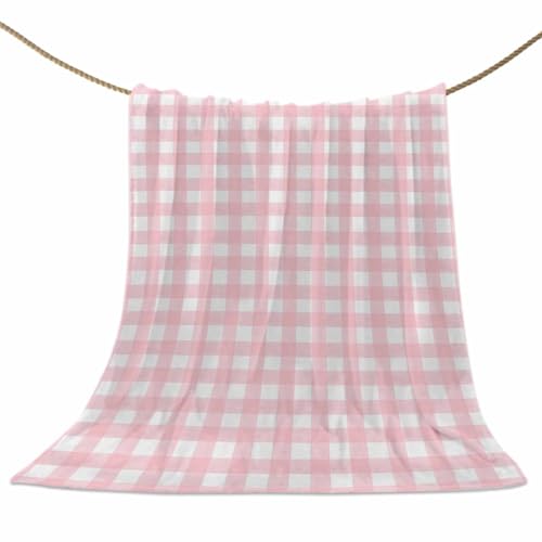 Christmas Throw Blankets, Rustic Pink White Buffalo Check Plaid Pattern Soft Fleece Blanket Decorative for Home Sofa Couch Chair Living Bedroom,40x50 Inches, Farmhouse - color: Christmas-hzf06147, size: 40x50 Inch