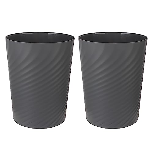 UUJOLY Plastic Small Trash Can Wastebasket, Garbage Container Basket for Bathrooms, Laundry Room, Kitchens, Offices, Kids Rooms, Dorms, 1.8 Gallon, Dark Grey, 2 Pack - color: Dark Grey, size: 1.8 Gallon/2 Pack