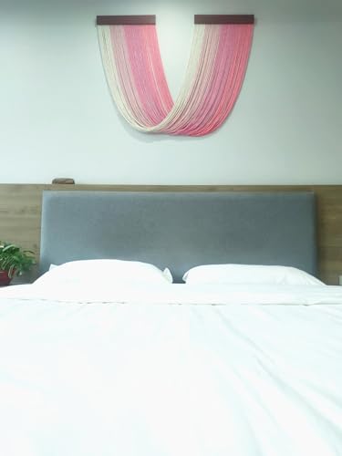 Tie-Dye Macrame Wall Hanging Large 46" Wx36 L Dip Dye Yarn Tapestry Home Boho Wall Decor Ombre Art Headboard Bedroom Living Room Apartment,Pink - color: Pink