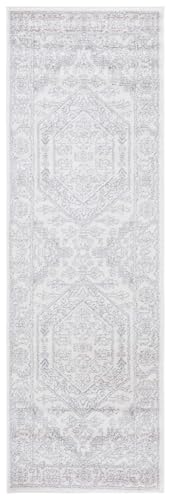 SAFAVIEH Adirondack Collection Runner Rug - 2'6" x 8', Ivory & Silver, Oriental Medallion Design, Non-Shedding & Easy to Clean, Ideal for Ideal for Hallway, Foyer, Kitchen, Entryway, Bedroom (ADR108B) - color: Ivory/Silver, size: 2'6" x 8' (Runner)