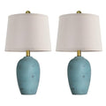 AIEAMPDO 21'' Set of 2 Coastal Small Ceramic Lamps for Bedroom | Traditional Nightstand Bedside Desk Table Lamp for Living Room Office Dorm, 2 Bulbs Included - color: Light Blue