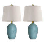 AIEAMPDO 21'' Set of 2 Coastal Small Ceramic Lamps for Bedroom | Traditional Nightstand Bedside Desk Table Lamp for Living Room Office Dorm, 2 Bulbs Included - color: Light Blue