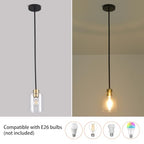 Black Brass Pendant Lights Kitchen Island - Clear Glass Pendant Light Fixture Multiple Stems Rods 3 Units 12 Inch 3 Units 4 Inch (2 Pack Black Brass Downrod) - color: Black+brass 2PK