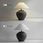 Farmhouse Table Lamps Black 18.8" Tall Ceramic Table Lamp Rustic Southwestern Clay Pot Ceramic Lampshade with Fabric Shade Bedside Nightstand for Living Room Bedroom House Office Entryway (Black) - color: Black