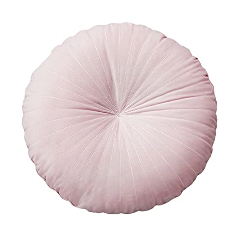 HLOVME Round Pillow Cushion for Couch Velvet Decorative Small Throw Pillow Solid Color for Living Room Bed Floor 15.7”, Light Pink - color: Z02-light Pink