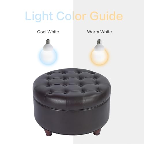 HomePop 25" Button Tufted Round Storage Ottoman - Distressed Brown Faux Leather - color: Brown
