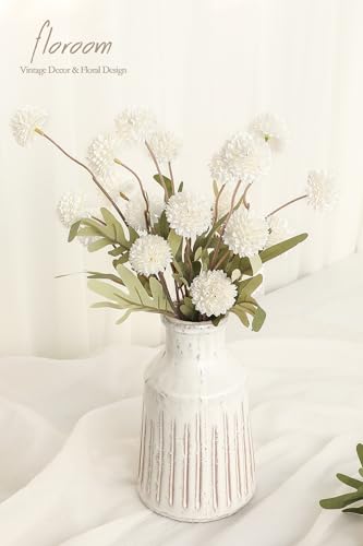 Floroom 5pcs Ivory Faux Silk Mums Artificial Flowers, Bulk Fake Small Mini Chrysanthemums with Stems for DIY White Wedding Centerpieces Floral Arrangements Vase Fillers Home Decorations - color: Ivory, size: 5pcs