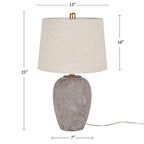 Nourison Home 23" Greyish Brown Earth Tone Rustic Farmhouse Ceramic Table Lamp for Bedroom, Living Room, Dining, Office, with Beige Linen Shade - color: Earth Brown, size: 1 Lamp - Drum Shade