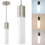 LED Kitchen Pendant Lighting Over Sink 1-Light Brushed Nickel Pendant Lights Modern Dining Table Lights Ceiling Hanging Lamp with Milky White Lampshade, Adjustable Height, 3000K-6000K - color: Brushed Nickel, size: 1-Light 1-Pack