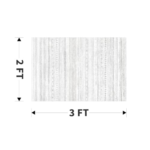 Small Area Rug-2x3 Entryway Rug Non Slip Washable Low Pile Indoor Door Mat Neutral Distressed Boho Moroccan Entrance Rugs Carpet for Bedroom Kitchen Powder Room Front Porch Bathroom, Grey - color: Grey, size: 2' x 3' (Rectangular)