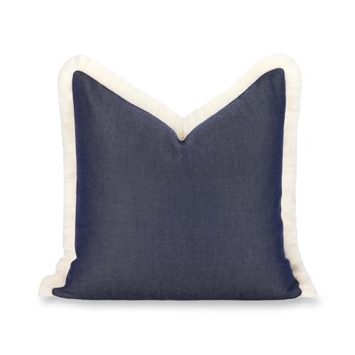 Hofdeco Premium Coastal Hampton Outdoor Performance Throw Pillow Cover Only, 22"x22" Water Repellent, UV and Fade Resistant for Backyard, Couch, Poolside, Indigo Blue Woven Solid - color: Indigo Blue Solid 22"x22"