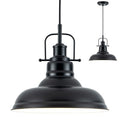 Zlepmlla Famrhouse Pendant Light, Black Pendant Light Fixture with Metal Dome Shade, Adjustable Height Hanging Light for Kitchen Island, Living Room, Bedroom - color: Metal Black
