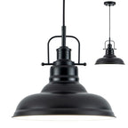 Zlepmlla Famrhouse Pendant Light, Black Pendant Light Fixture with Metal Dome Shade, Adjustable Height Hanging Light for Kitchen Island, Living Room, Bedroom - color: Metal Black