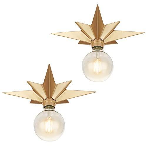 2 Pack Flush Mount Ceiling Light - Star Lights Fixture Hallway Lighting Fixtures Modern Ceiling Lights Brass Flush Mount Light Fixture for Kitchen Bathroom Bedroom Entryway (Bulb not included) - color: 2 Pcs Brass Ceiling Light