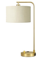 Innqoo Gold Table Lamp with Weaving lampshade, Table Lamp for Bedroom with USB Port and Outlet, Dimmable Nightstand Bedside Lamps with Linen Lampshade, Desk Lamp for Home Office, Living Room - color: I-Weaving Shade & Gold Base