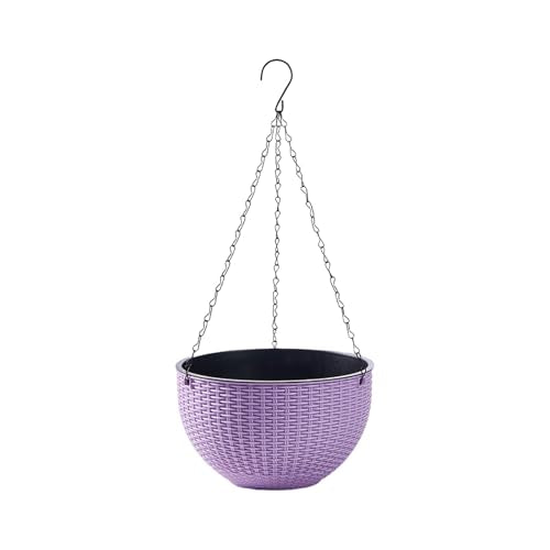 Rattan Styles Hanging Planter Flower Pots Hanging Basket for Indoor Outdoor Plant Home Garden Balcony Decoration - color: Purple