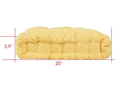 ChezMax Floor Pillow & Cushion, Large Meditation Chair Cushions, Thick Square Seat Pad, Soft Velvet Tufted Seating Pouf for Indoor/Outdoor Yoga Bench Rocking Chair Room Tatami Sofa, Yellow 20" x 20" - color: Yellow L