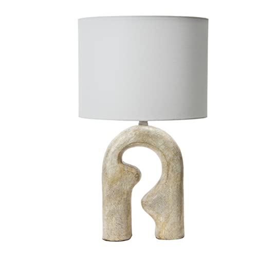 Creative Co-Op Modern Abstract Sculptural Table Lamp with Drum Shade, Distressed Natural - color: Natural