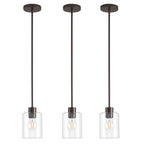 Oil Rubbed Bronze Pendant Lights Kitchen Island - Clear Glass Pendant Light Fixture Multiple Stems Rods 3 Units 12 Inch 3 Units 4 Inch (3 Pack Oil Rubbed Bronze Downrod) - color: Oil Rubbed Bronze 3PK