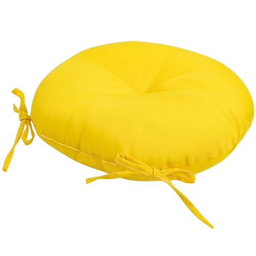 FUNHOME Bistro Chair Cushions 15 inch,Set of 2,Tufted Round Chair Cushions with Ties,15"x15"x4",Water Resistant Round Seat Cushion for Barstool Chairs,Patio Garden Kitchen Outdoor Furniture(Yellow) - color: Yellow, size: 15"x15"
