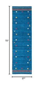 SAFAVIEH Himalaya Collection Runner Rug - 2'3" x 6', Blue, Handmade Boho Tribal Wool, Ideal for High Traffic Areas in Living Room, Bedroom (HIM563M) - color: Blue, size: 2'3" x 6' (Runner)