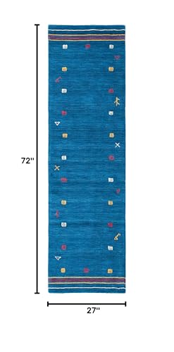 SAFAVIEH Himalaya Collection Runner Rug - 2'3" x 6', Blue, Handmade Boho Tribal Wool, Ideal for High Traffic Areas in Living Room, Bedroom (HIM563M) - color: Blue, size: 2'3" x 6' (Runner)