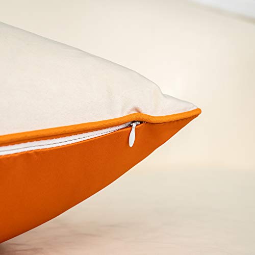 Alerfa 12 x 20 Inch Orange White Geometric Striped Gold Leather Patchwork Velvet Cushion Case Luxury Modern Lumbar Throw Pillow Cover Decorative Pillow for Couch Sofa Living Room Bedroom Car - color: Orange, size: 20" x 12" (Pack of 1)