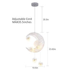 TISLYCO Kids Ceiling Light, Moon Chandelier, Girls Chandelier for Bedroom, Nursery Light Fixture - color: 23.62"x14.5"-Creative Moon Star Pendent Light