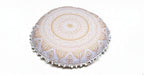 ICC Large Boho Ottoman Cover Pillowcase for Couch Floor Pillows & Cushion Covers Decorative Bohemian Hippie Mandala Pouf Pillow Cover Seating Meditation Cushion Cover (Gold Trishol, 32" Round) - size: 32" x 32" (Pack of 1), style: Gold Trishol