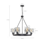 Wagon Wheel Chandelier Modern Farmhouse Pendant Light,Black Farmhouse Chandelier, 6-Light Wagon Wheel Chandelier with Adjustable Height, Dining Room Light Fixture, Hanging Lights - color: C